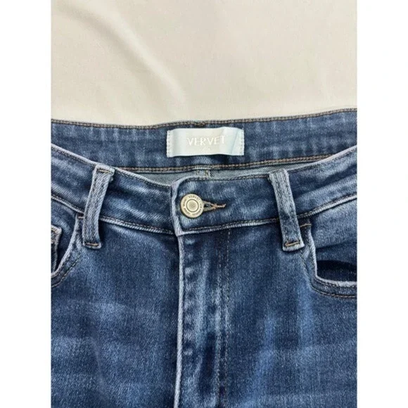 Vervet By Flying Monkey High Rise Cropped Raw Hem Denim Jeans Dark Wash Size 29 - Picture 12 of 14
